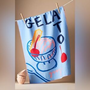 New Anthropologie Jordan Nickson Blue Gelato Cotton Dish Towel